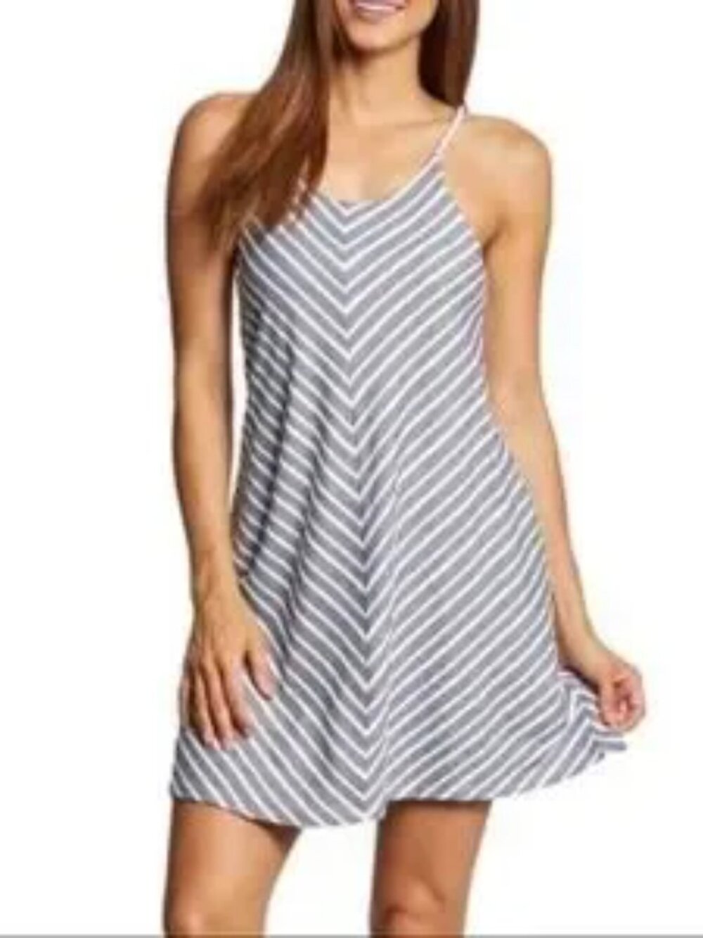 PrAna S Blue White Seacoast Dress Organic Tank Rope Straps